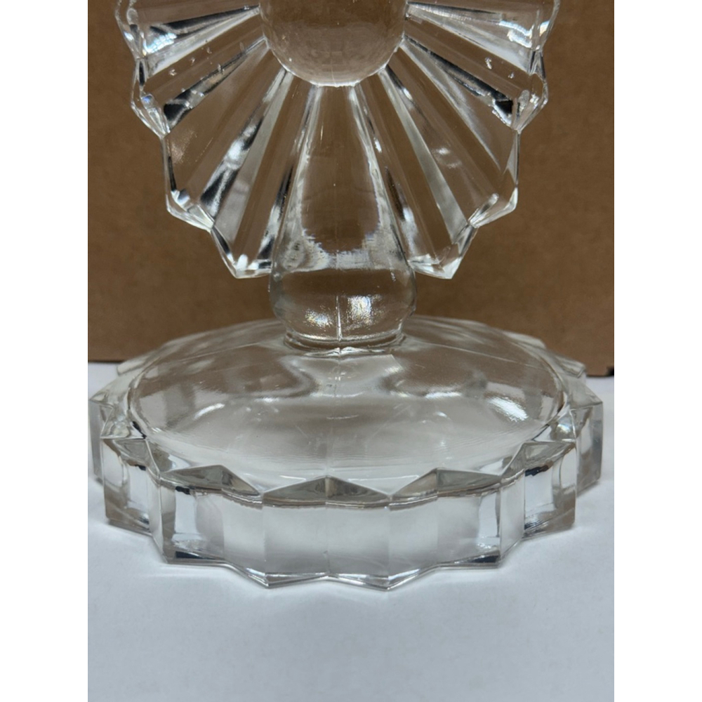 Art Deco single glass candle Holder - Picture 3 of 5